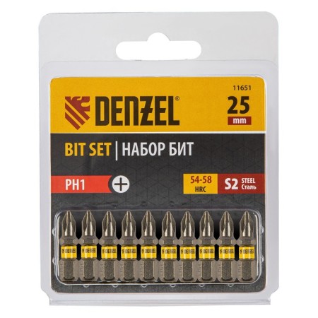 Набор бит Denzel 11651, шестигранный профиль, PH1 х 25 мм, сталь S2, 10 шт.-2