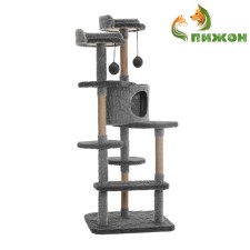 Complex-bog-collapsible, 5-level, 54 x 66 x 142 cm, fur, juts, gray