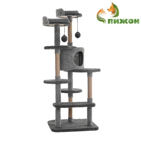 Complex-bog-collapsible, 5-level, 54 x 66 x 142 cm, fur, juts, gray