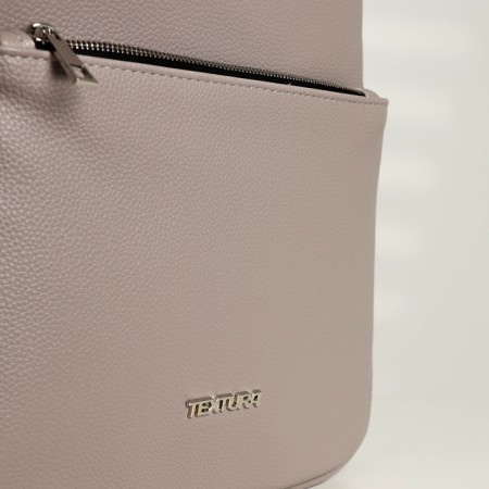 A backpack with a zipper, Textura, external pocket, gray-beige color-3