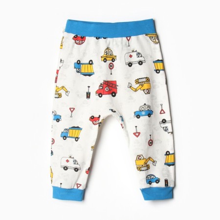 Pants for children, white color/cars, height 68 cm