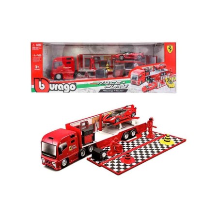 Set of game BBURAGO "Racing Trailer Case", Die-Cast, machine and accessories, 1:43