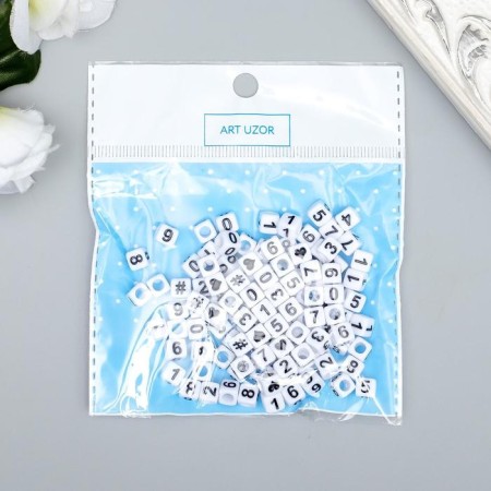 Beads for creativity plastic "Distance on the cube" White set 20 g 0.6x0.6 cm-2