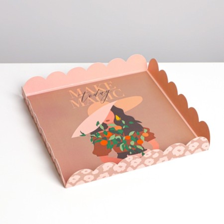 Cookie box, confectionery packaging with PVC lid, Make Today Magic, 18 x 18 x 3 cm-2