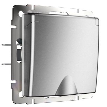 The socket is moisture. With ground. with defense. lid and curtains (silver matte) W1171265