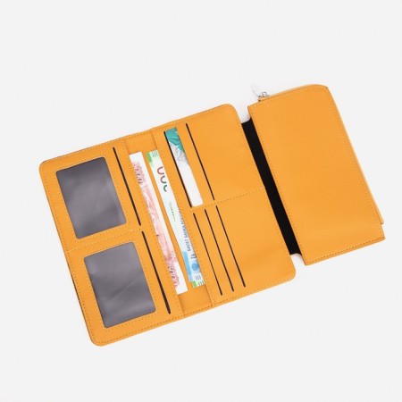 Women's wallet on the button, yellow color-4