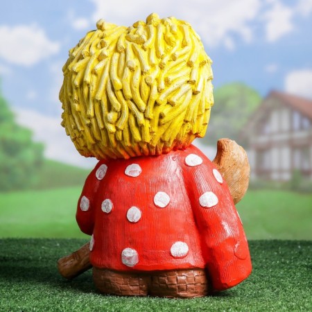 Garden figure "Brownie with a broom" 39cm-2