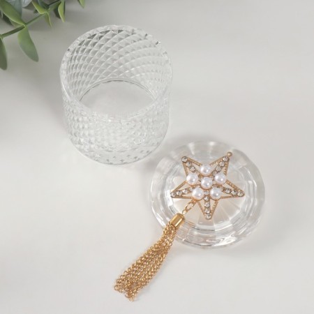 Casket glass "Pearl star" with a brush 6.6x6.5x7.8 cm-3