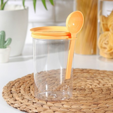 Bank for bulk products, 700 ml, with a spoon, color mix