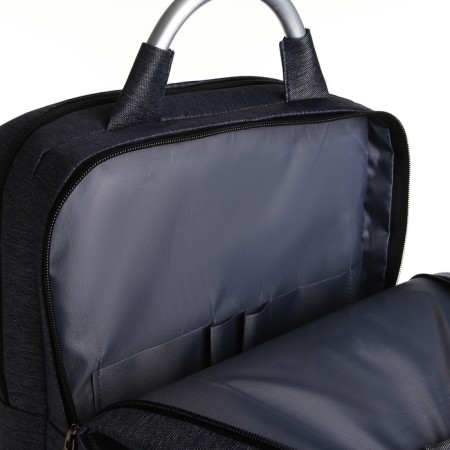 City backpack on a zipper, 2 pockets, with USB, blue color-5