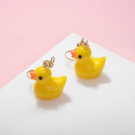 Children's earrings "chosen" ducklings, yellow color in gold