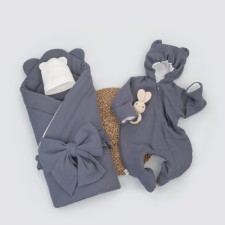 Kinderlitto “Muslin” discharge kit, 4 items, height 50-56 cm, Denim color