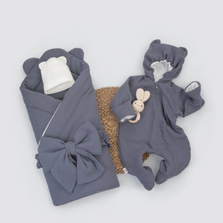Kinderlitto “Muslin” discharge kit, 4 items, height 50-56 cm, Denim color