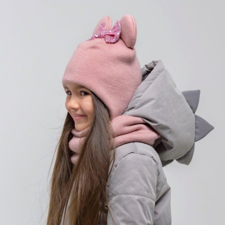Hat for girls, color powder, size 42-46-1