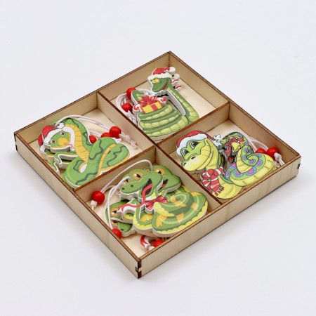 New Year! A set of pendants "Snake", in a wooden gift package, 12 pcs.-2