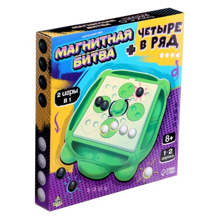 Board game "Magnetic battle + 4 in a row", 1-2 players, 3+-13