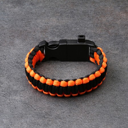 4B1 survival bracelet (paracord, compass, whistle, fire), black-orange-1