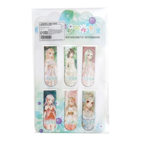 A set of magnetic bookmark for books Calligrata 6 pieces, "anime", mix-12