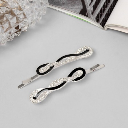 Invisibility for hair "Kalie" (set 2 pcs) loops, 6 cm, silver
