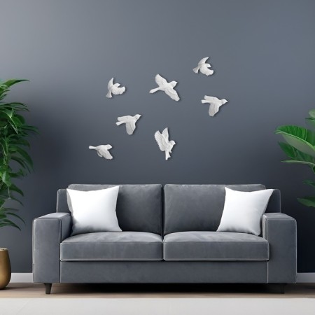 The decoration is wall, plaster panel "birds" 7 pcs, white-1