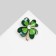 Brooch "Clover", white-green color in gold