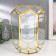 Candlestick-vase Glass metal per 1 candle "Pentagonal facets" gold, with handle 26x18x20 cm