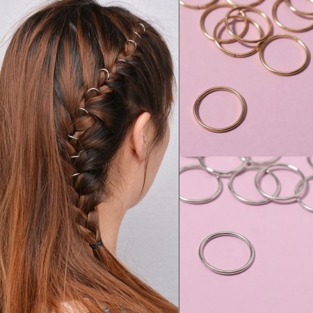 Hair piercing "Rings", D = 1.4 cm, 10 pcs, Golden color-3