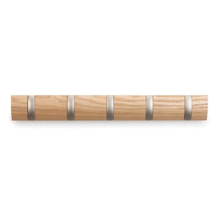Horizontal Flip wall hanger, 5 hooks, natural wood-2