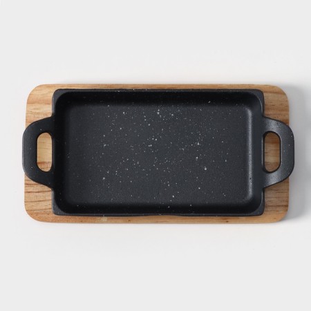 Cast iron pan "Night", 25 × 12 × 3 cm, on a wooden stand-4