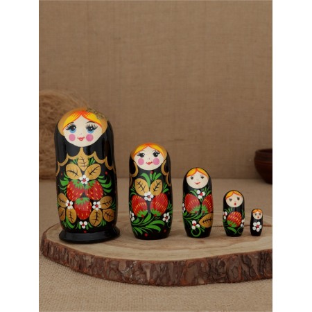 Matryoshka "Khokhloma with a butterfly" 5 puppet