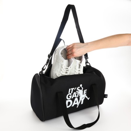 Sports bag with lightning, long belt, black color-3