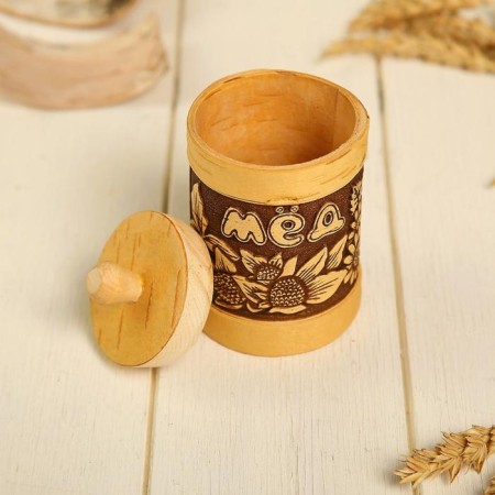 TUES "Flower", honey, 6 × 9.5 cm, birch bark-1