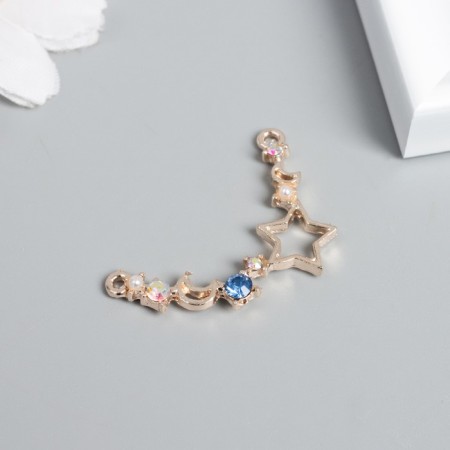 Decor for creativity Metal 2 ears "Star and months" gold 2.3x3.3 cm-1