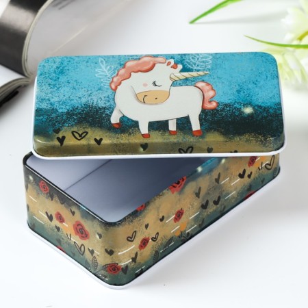Casket metal rectangle "Unicorn" mix 4x6.5x11.5 cm-1