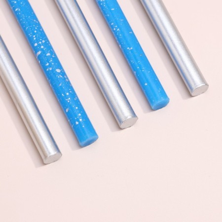 Set of candles for the Cake "Spark", 12 pcs, 8 cm, blue and silver metallic-3