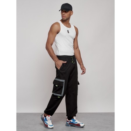 Sports male pants, size 48, black color-2