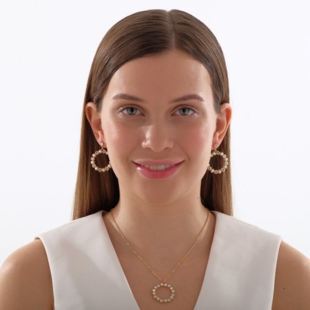 Set 2 objects: earrings, pendant "Bonton", color mix, 43 cm-5