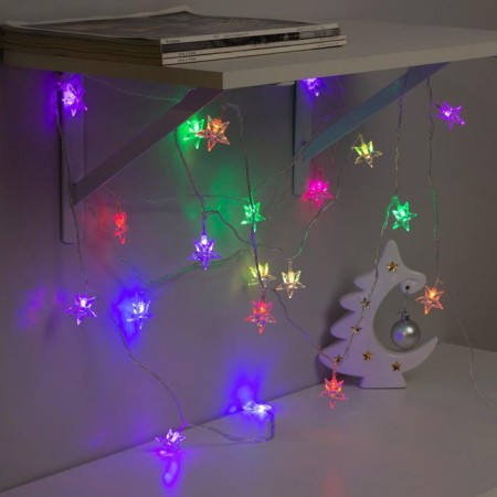 Garland "thread" 5 m with nozzles "Star Middle", IP20, transparent thread, 20 LED, glow of multi (RG/RB), blinking, 220 V-2