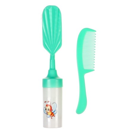 A set of combs with a rattle "Baby", 2 pcs., Biryuzovaya color, Mix drawing-3