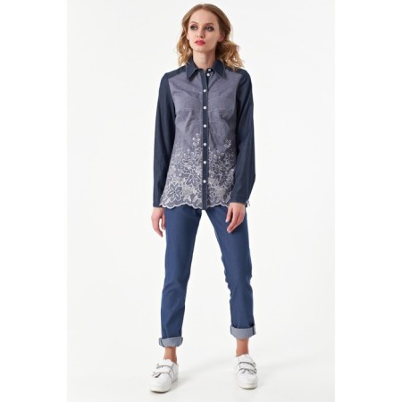 Female shirt, size 48, blue, blue color-2