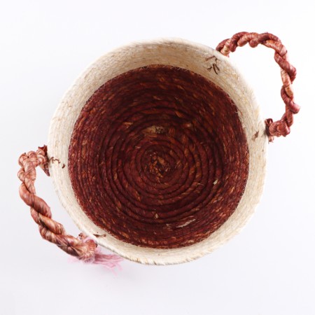 Argentina storage basket, with handles, 26 x 20 x 19.5 cm, natural, burgundy-4