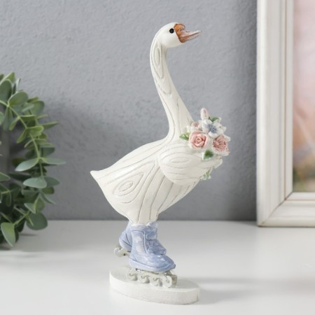 Polystone souvenir "Goose on rollers, with a bouquet" 9.5x6.5x18.5 cm-3