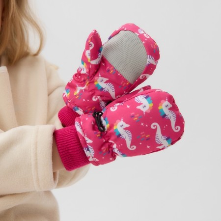 Winter children's mittens minku, raspberry color, 15cm-1