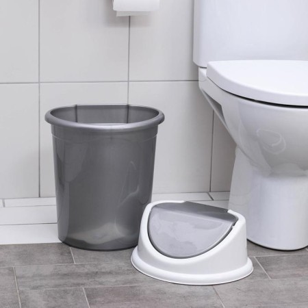 Garbage bucket with a mobile lid "Violet", 14 l, the color is gray-white-2