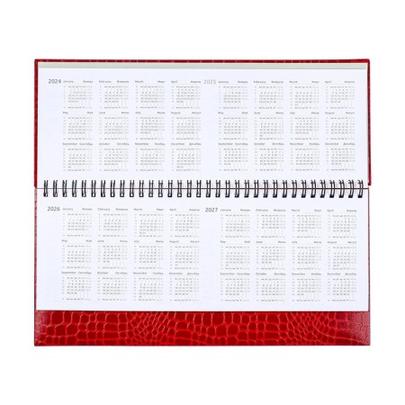 Planning dated 2025, Attomex. Arkona, 64 sheets, a solid cover of boumvinyl with foam rubber, block 70 g/m2, red, 294 x 142mm-6