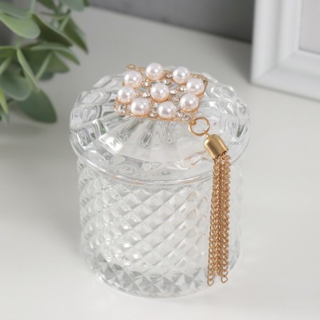 Casket Glass "Pearl Romb" with a brush 6.6x6.5x7.8 cm