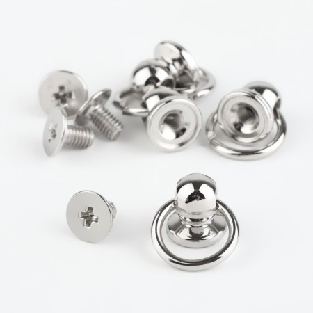 The holster screw d = 6/8 × 9 mm, with a ring d = 10 mm, 4 pcs, silver color-1