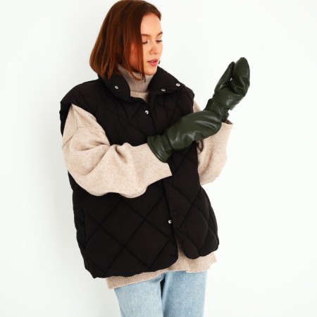 Mittens are female, dimensionless, with insulation, khaki color-4