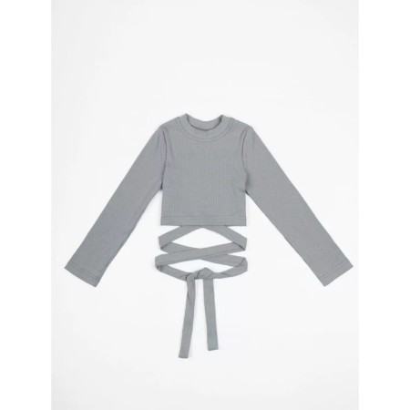 TOP for a girl with long sleeves on Generation ties, height 140 cm, color gray