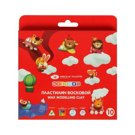 Soft plasticine (wax) ZHK "Flower", 10 colors, 150 g, with stack, 3241784-3